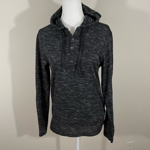 Rock & Republic sz sm hoodie black heather 3 button front - Picture 3 of 10
